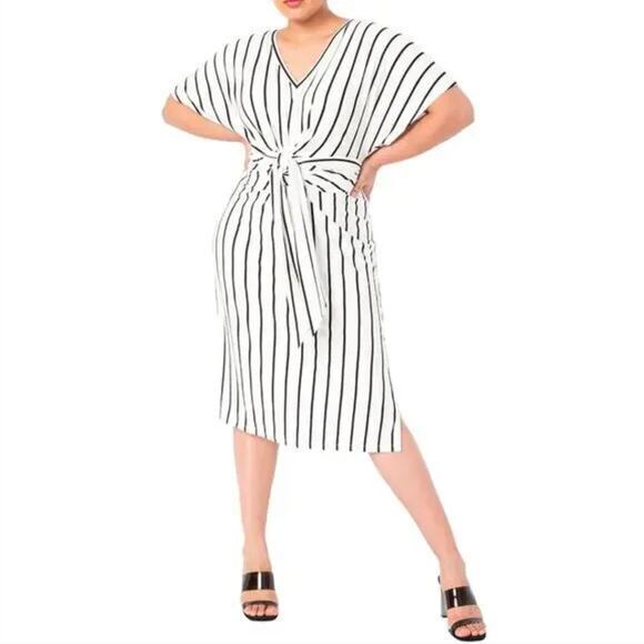 New! ELOQUII cross front Women's Plus Size Wrap‎ Around Dress, 20 - Picture 1 of 12
